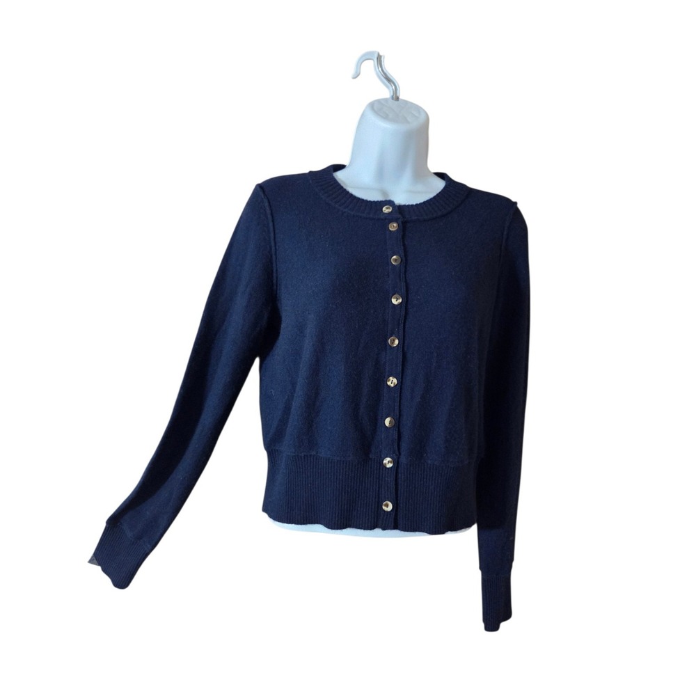 Jason Wu EDIT Wool/Cashmere Blend Navy Blue Cropped Navy Blue Sweater S NWT